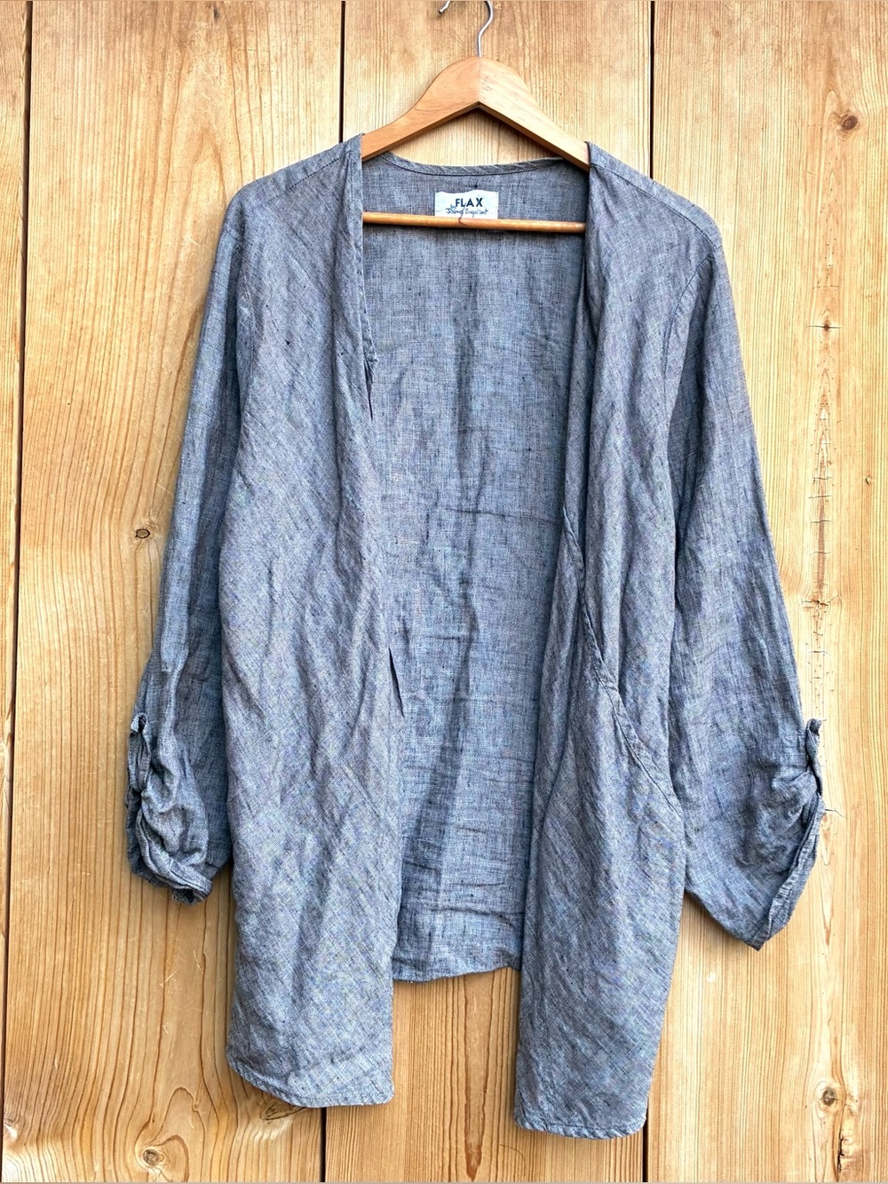 Flax Gray Linen Open Cardigan Sz Large